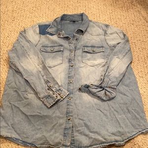 Lane Bryant denim pearl snap shirt. Size 14/16.